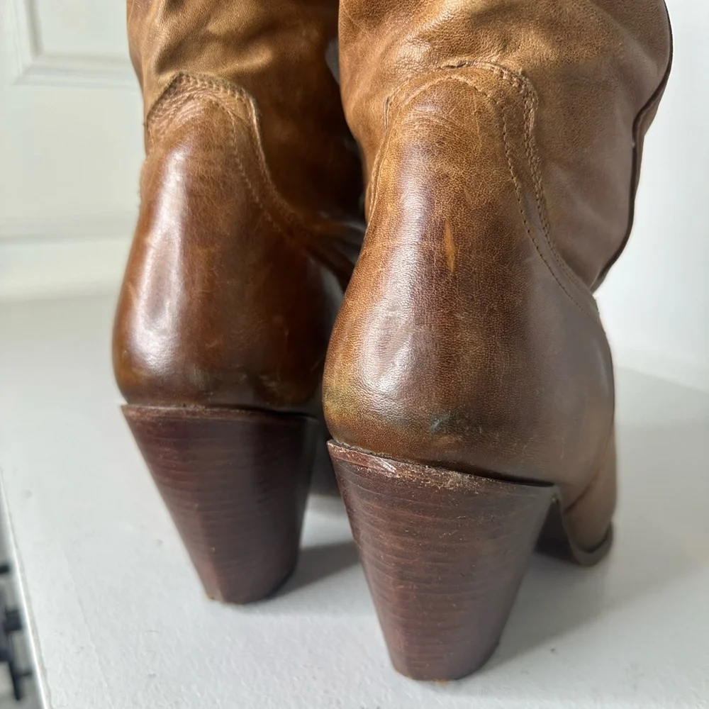 Charlie 1 Horse Women’s 9.5B Tan Leather Slouchy Western Boots Boho Trend - Picture 7 of 10